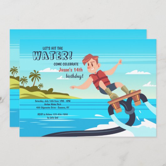 Jet d'eau Invitation de fête d'anniversaire (Devant / Derrière)