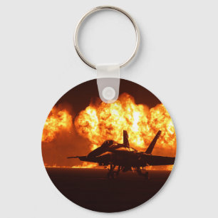Jet Fighter Flames Sleutelhanger