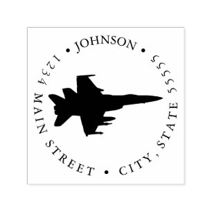 Jet Pilot Silhouette Return Label Zelfinktende Stempel