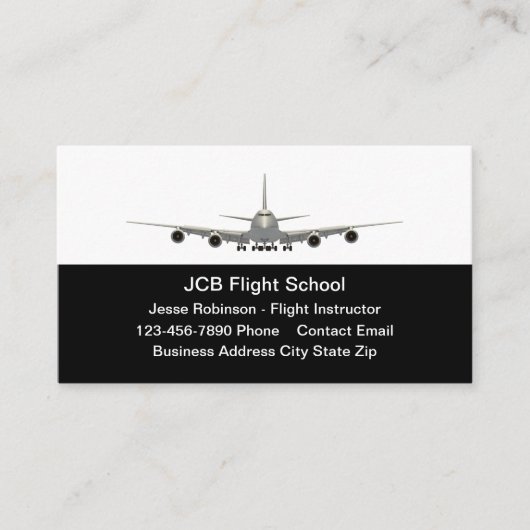 Jet Plan Flight School Theme Visitekaartjes (Voorkant)