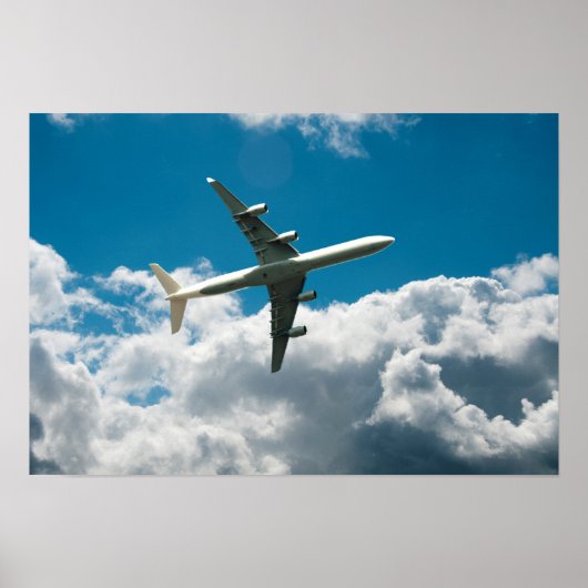 Jet Plane verspreidt zich in wolken Poster (Voorkant)