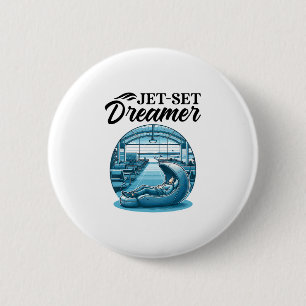 Jet-set Dromer Internationale Wereldreiziger Reizi Ronde Button 5,7 Cm