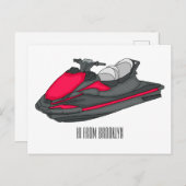 Jet ski cartoon illustration  briefkaart (Voorkant / Achterkant)