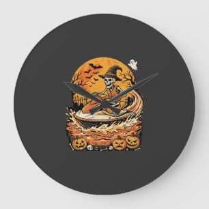 Jet Ski Halloween skelet heks pompoen ontwerp_1 Grote Klok