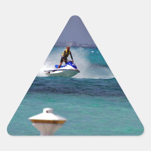 Jet Ski-paradijs Driehoek Sticker (Voorkant)