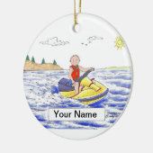 Jet Ski Rider - Male Keramisch Ornament (Links)