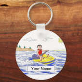 Jet Ski Rider - Vrouw Cartoon Sleutelhanger (Voorkant)