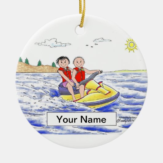 Jet Ski Riding Couple Keramisch Ornament (Voorkant)