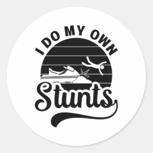 Jet Skiing I Do My Own Stunts Jet Ski Retro Jetski Ronde Sticker