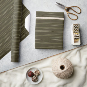 Jet Stream Strepen Olijfgroen Cadeaupapier