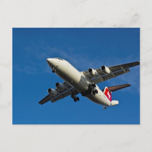 Jet vliegtuig landing briefkaart (Voorkant)