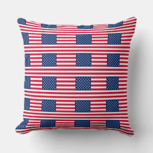 Jeté de coussin Drapeau Américain – Étoiles & Rayu
