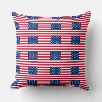 Jeté de coussin Drapeau Américain – Étoiles & Rayu