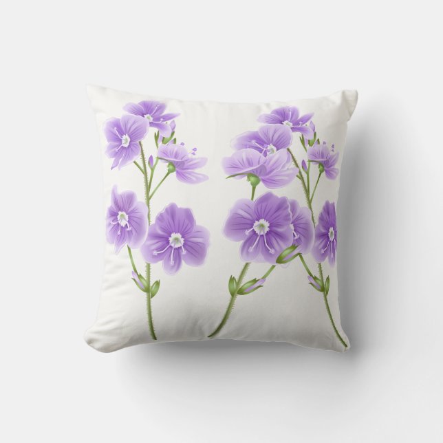 Jeté de Coussin - Fleurs Sauvages Violettes (Recto)