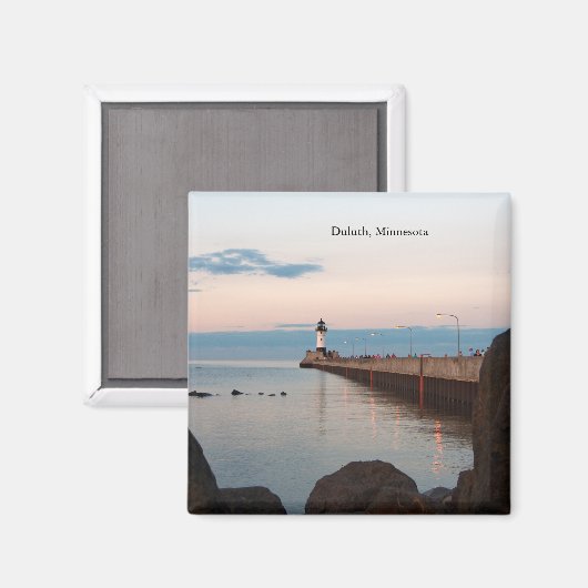 Jetée nord du port de Duluth Aimant léger Duluth, (Recto/Verso)