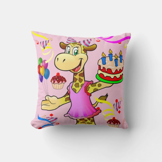 Jeter Oreiller Joyeuse Giraffe Anniversaire (Recto)