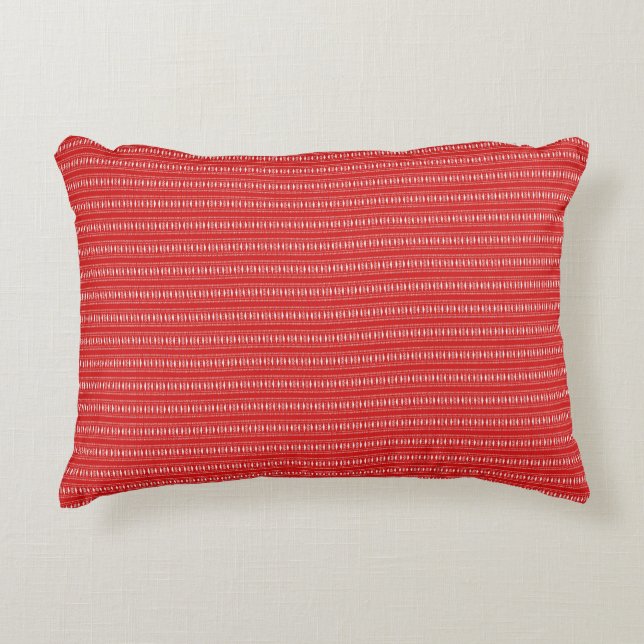 Jeter Oreiller, Rouge Avec Coussin Accent Lignes B (Devant)