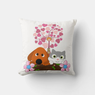 Jeter Oreillers Chat Chien Floral Coeur Arbre