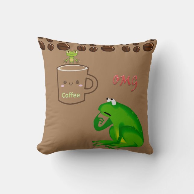 Jeter Oreillers Coffee Beans Frog OMG (Recto)
