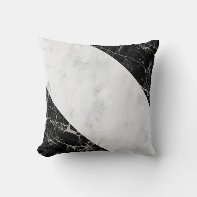 Jeter Oreillers Marbre noir blanc (Recto)