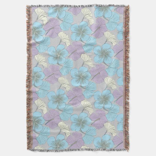 "Jetez la couverture - Floral de trèfle bleu et vi (devant Vertical)