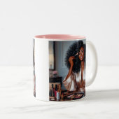 "Jetez pendant que vous sirotez" Maquillage Mug (Devant droit)