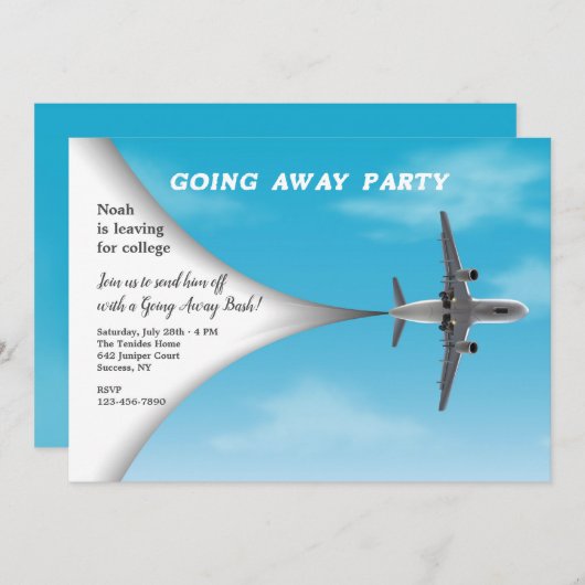 Jetliner Partir Invitation De Fête (Devant / Derrière)