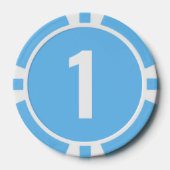 Jeton de poker de base bleu clair blanc avec numér (Recto)