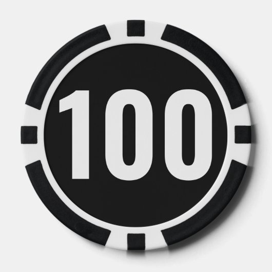 Jeton de poker de base noir et blanc avec numéro e (Recto)