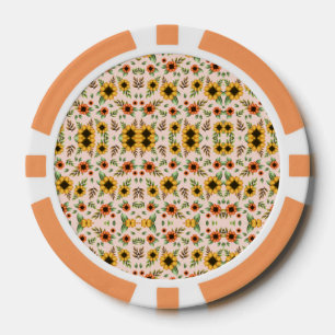 Jeton de poker rond avec une florale complexe