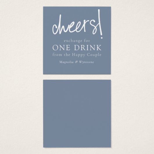 Jetons de boisson  Dusty Blue Mariage (Devant & derrière)