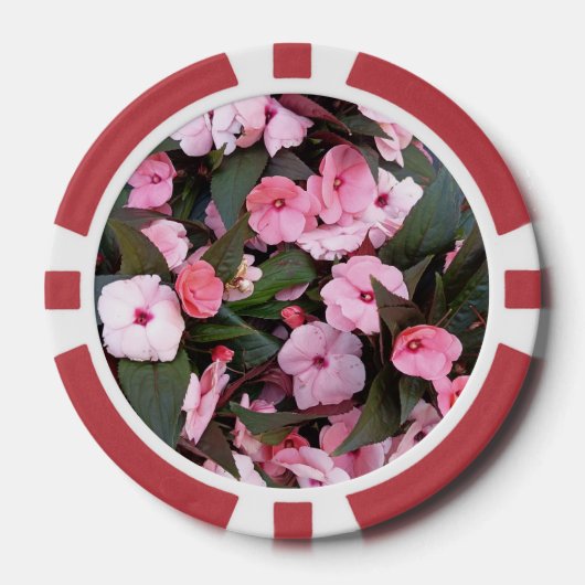 Jetons de poker floraux roses élégants (Recto)