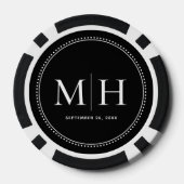 Jetons de poker noirs personnalisés avec monogramm (Verso)