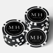 Jetons de poker noirs personnalisés avec monogramm (Empiler)