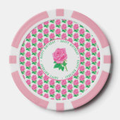 Jetons de poker Rose rose pour les anniversaires (Recto)