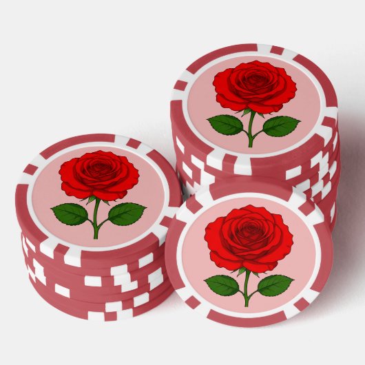 Jetons de poker Rose Rouge (Empiler)