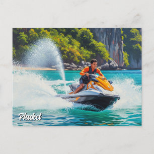 Jetski in Phuket Patong Beach Thailand Reizen Briefkaart