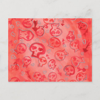 Jette Rockit! - Zilveren Harten & Roze SugarSkulls Briefkaart