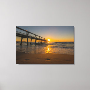 Jetty bij Sunrise - Gewatteerd Canvas Afdruk