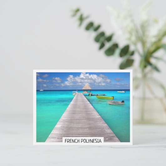 Jetty met boten in een tropische lagune briefkaart (Staand voorkant)