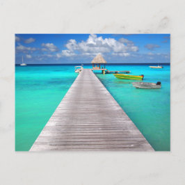 Jetty met boten in een tropische lagune briefkaart