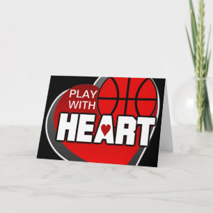 Jeu avec la carte de voeux de basket-ball de coeur