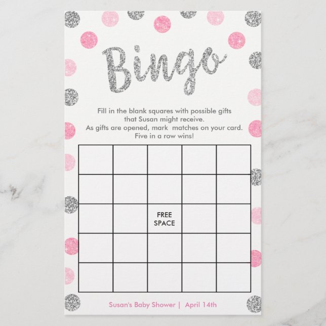 Jeu Bingo-Purse, Argent 2 Côtés & Carte Rose (Devant)