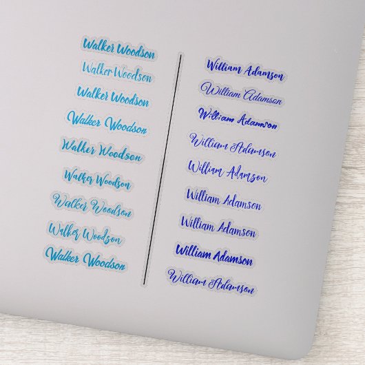 (Jeu bleu de 18) Stickers de nom simple transparen