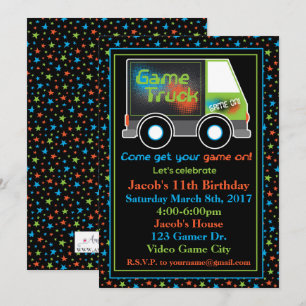 Jeu Camion, Vidéo Jeu Anniversaire Fête Invitation