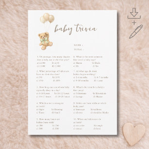 Jeu de Baby Shower Cute Bearly Wait Carte de Quest