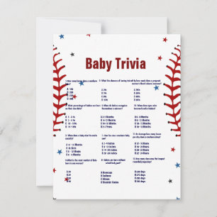 Jeu de baby shower de quiz bébé de baseball Carte