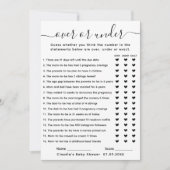 Jeu de baby shower sur ou sous la carte (Devant)