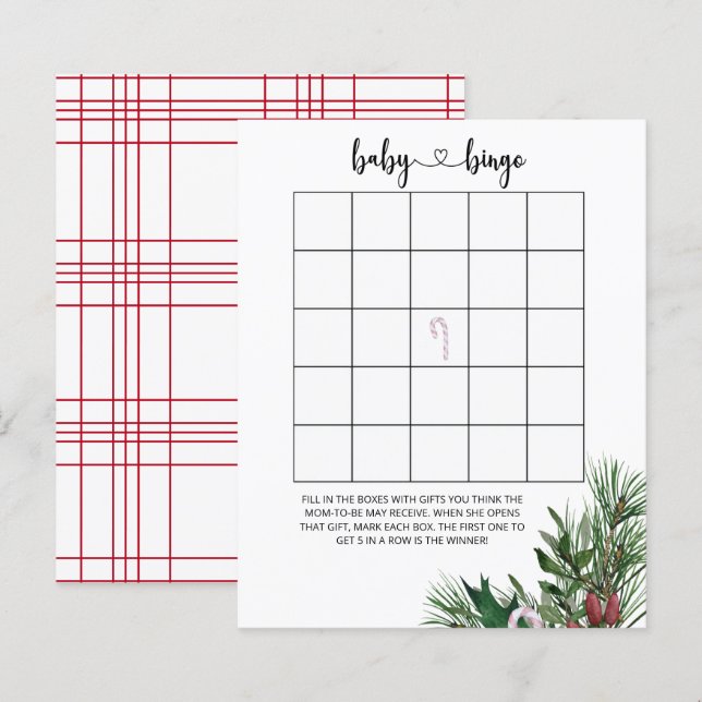 Jeu de bingo bébé hiver à feuilles persistantes (Devant / Derrière)
