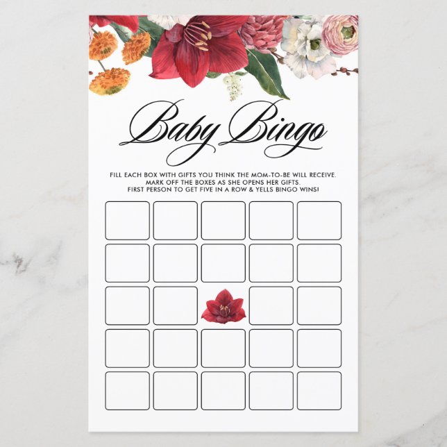 Jeu de bingo pour baby shower avec carte de jeu bo (Devant)